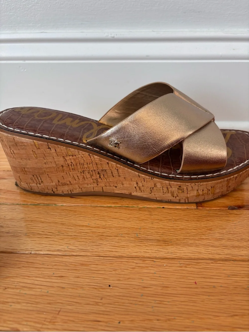 Sam Edelman Remini Wedge Sandals Gold Cork Platform Women’s Size 10
